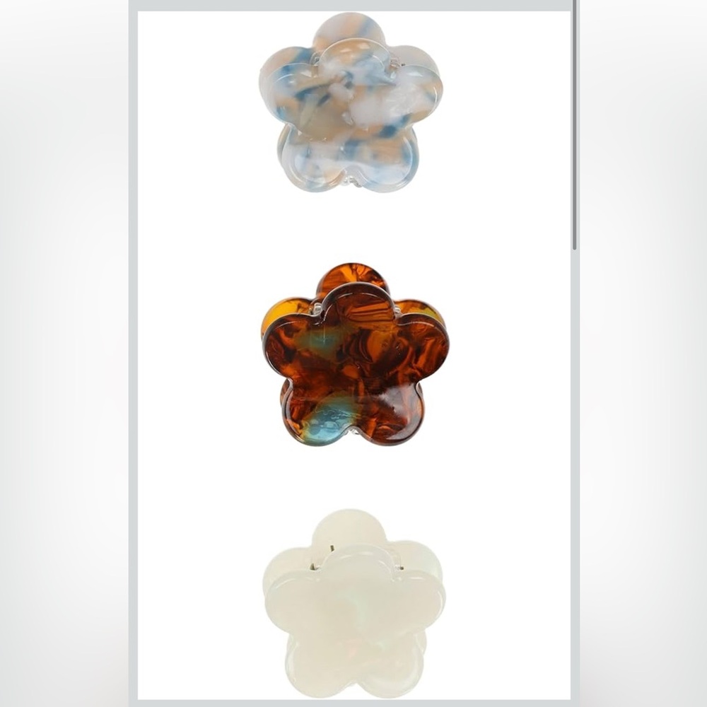L. Erickson Flower Hair Clips, Honeycomb Mini Jaw 3 Pack Multi Color Neutrals